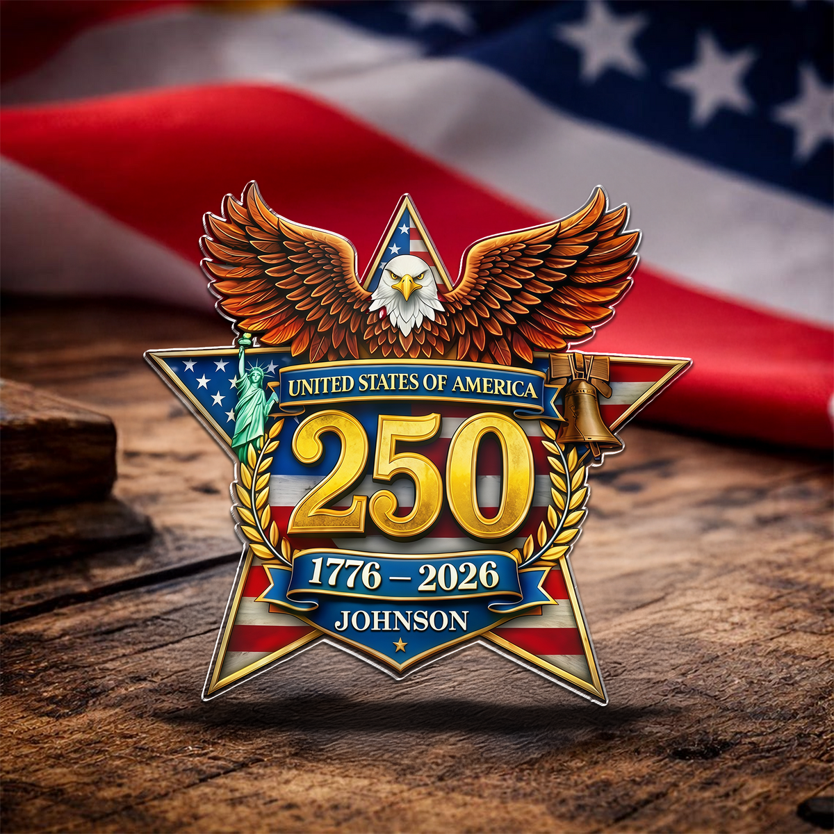 Custom Name USA 250 1776-2026 Anniversary Acrylic Pin CH07 911082