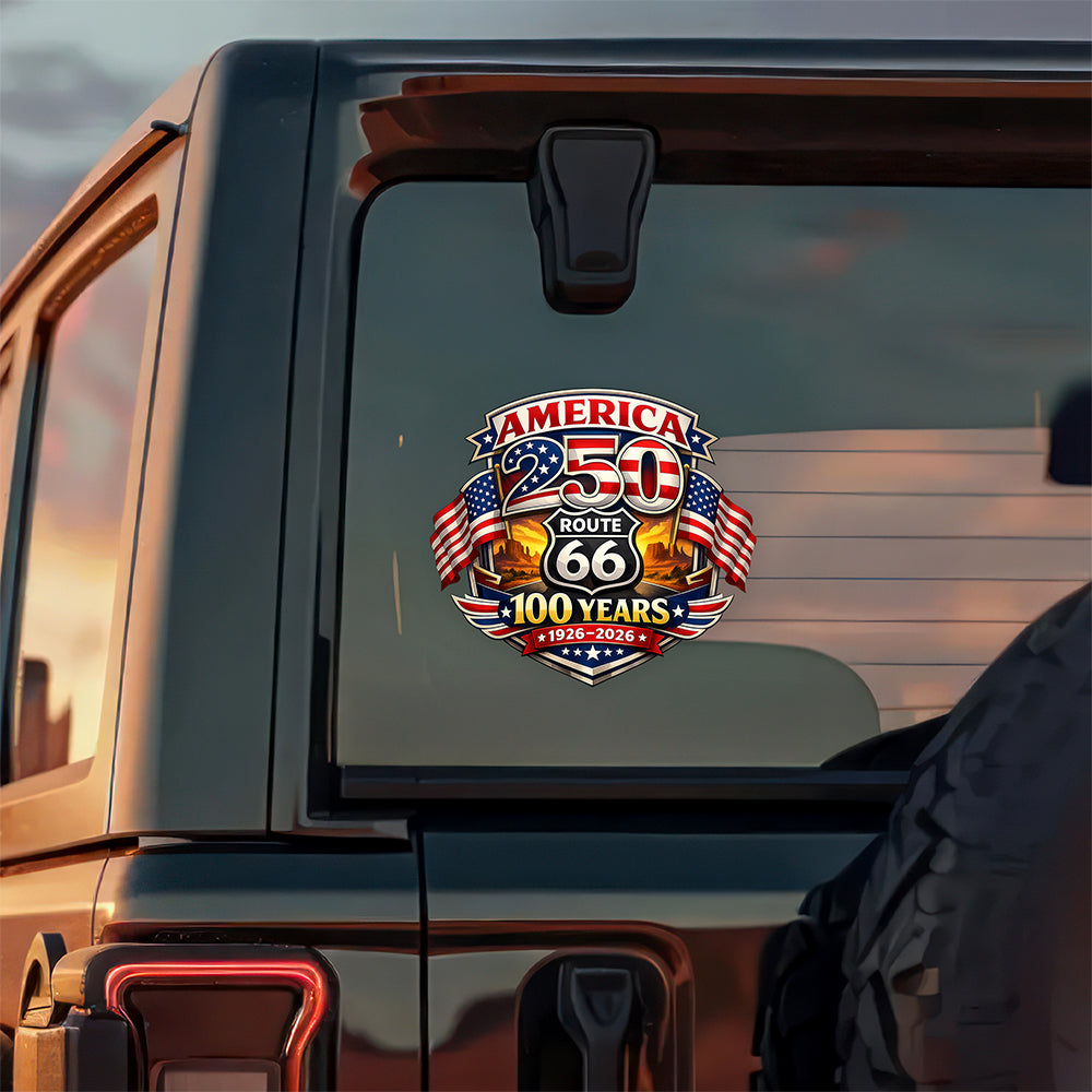 Route 66 x America 250 - 250 Years of Liberty and 100 Years of Adventure Car Window Decal Sticker CH07 910498
