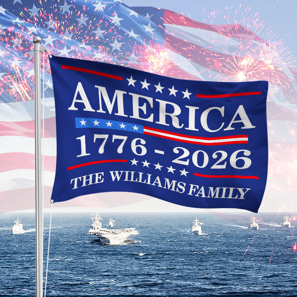 Personalized Family Name 250th Birthday Flag America Anniversary Banner House Flag HA75 898816