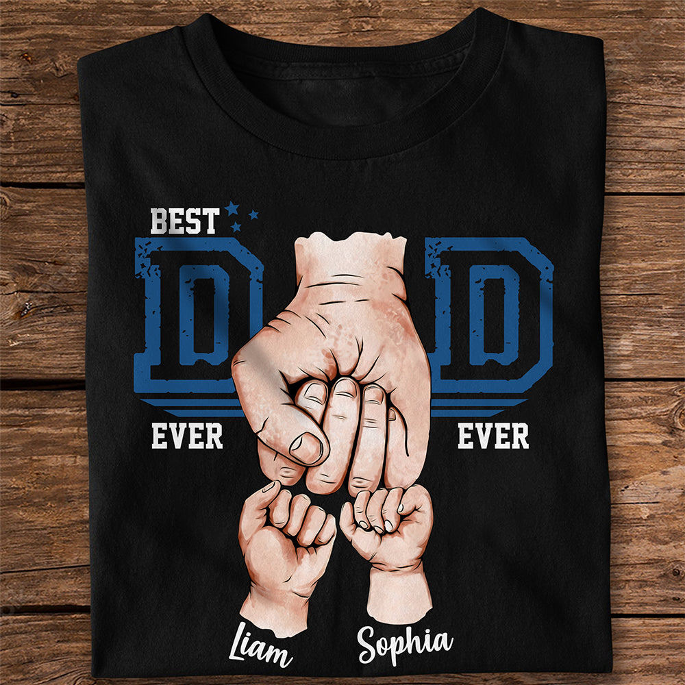Custom Name Best Dad Ever Fist Bump Dark Shirt - Personalized Father's Day Gift for Dad LM32 899617