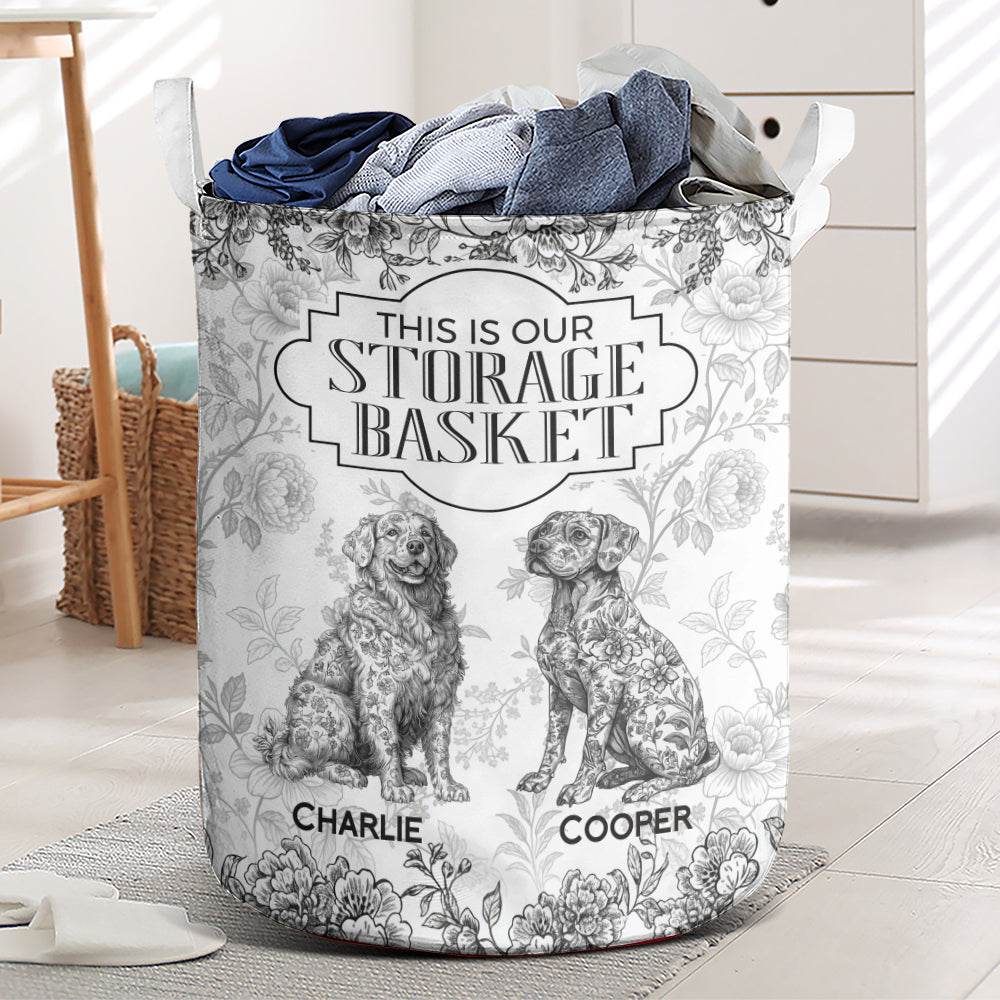 Personalized Dog Custom Breeds Floral Toile De Jouy French Laundry Basket LM32 893761