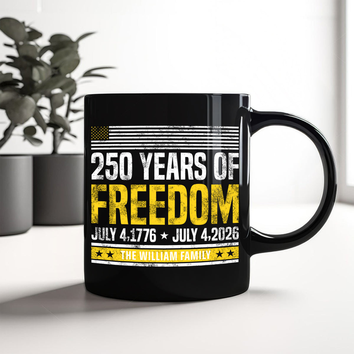 Custom Family Name 250 Years Of Freedom 1776-2026 Black Mug LM32 895309