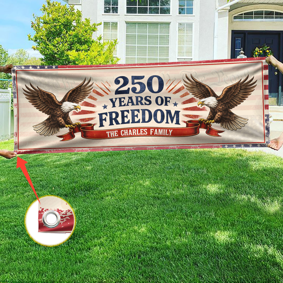 Personalized Family Name 250 Years Of Freedom Banner TH10 898911