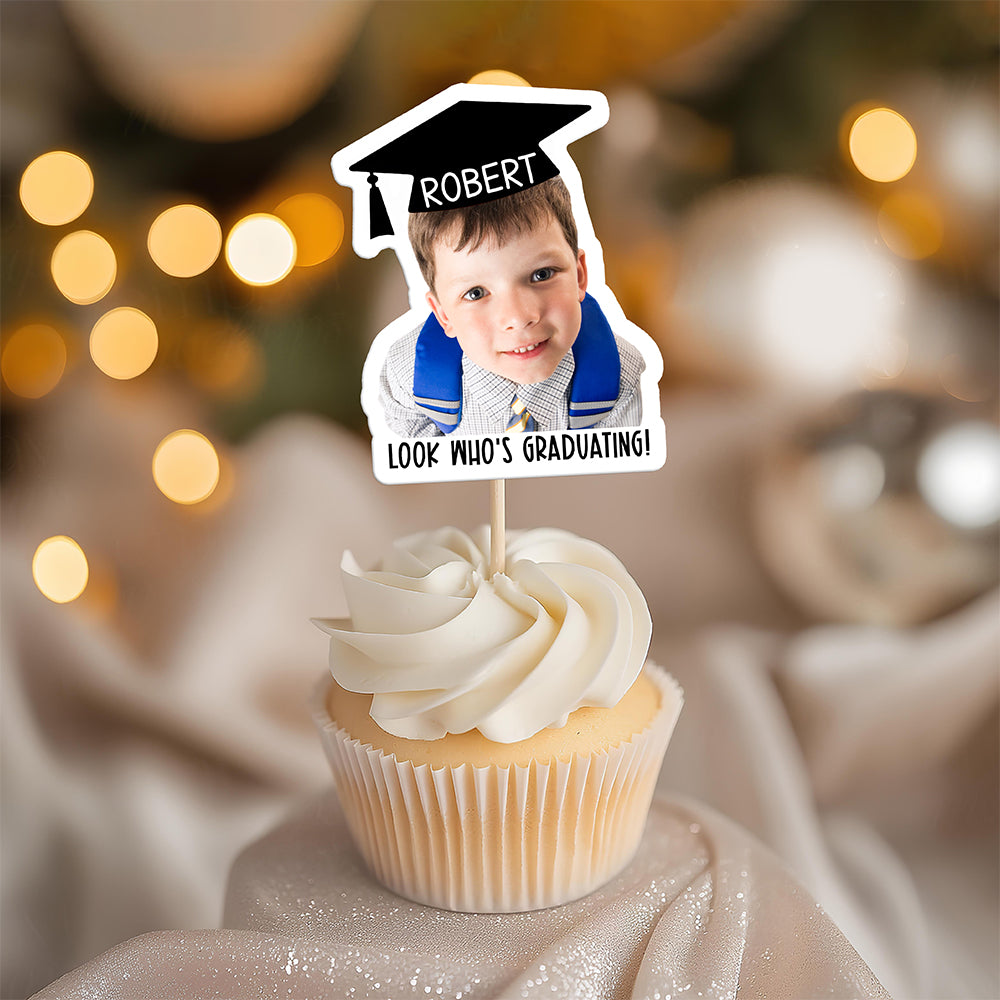 Custom Photo Look Who's Graduating Cupcake Toppers LM32 897703