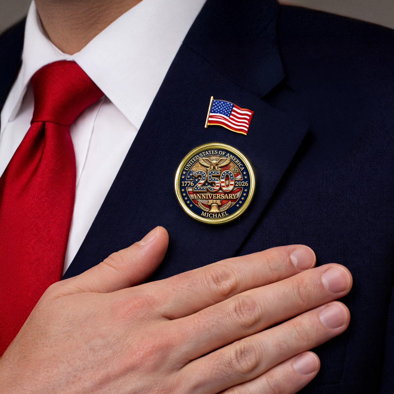 Custom Name American 250 Years Of Freedom Anniversary 1776-2026 Eagle Lapel Pin LM32 899565
