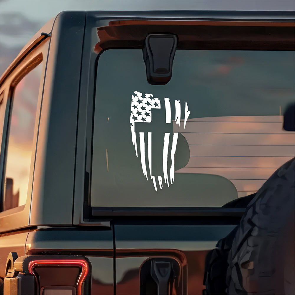 American Flag Christian Cross Car Window Decal Sticker HA75 898236