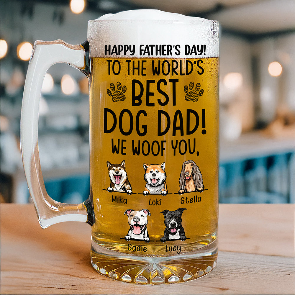 To The World Best Dog Dad Happy Father's Day Glass Beer Mug TH10 892575