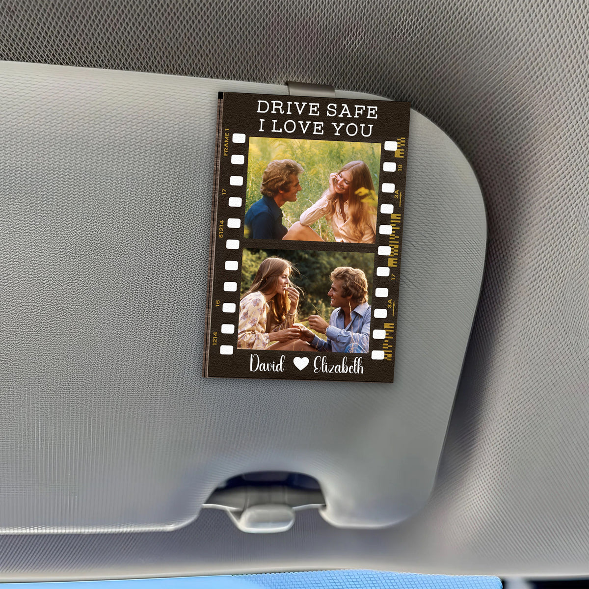 Custom Photo Drive Safe, I Love You Personalized Wooden Car Visor Clip HA75 898938