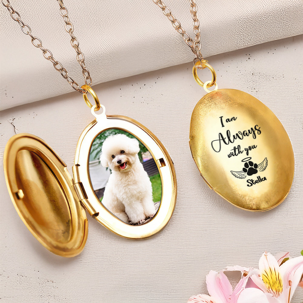 Custom Dog Cat in Heaven Photo Personalized I am Alway With You Locket Necklace CH07 895576