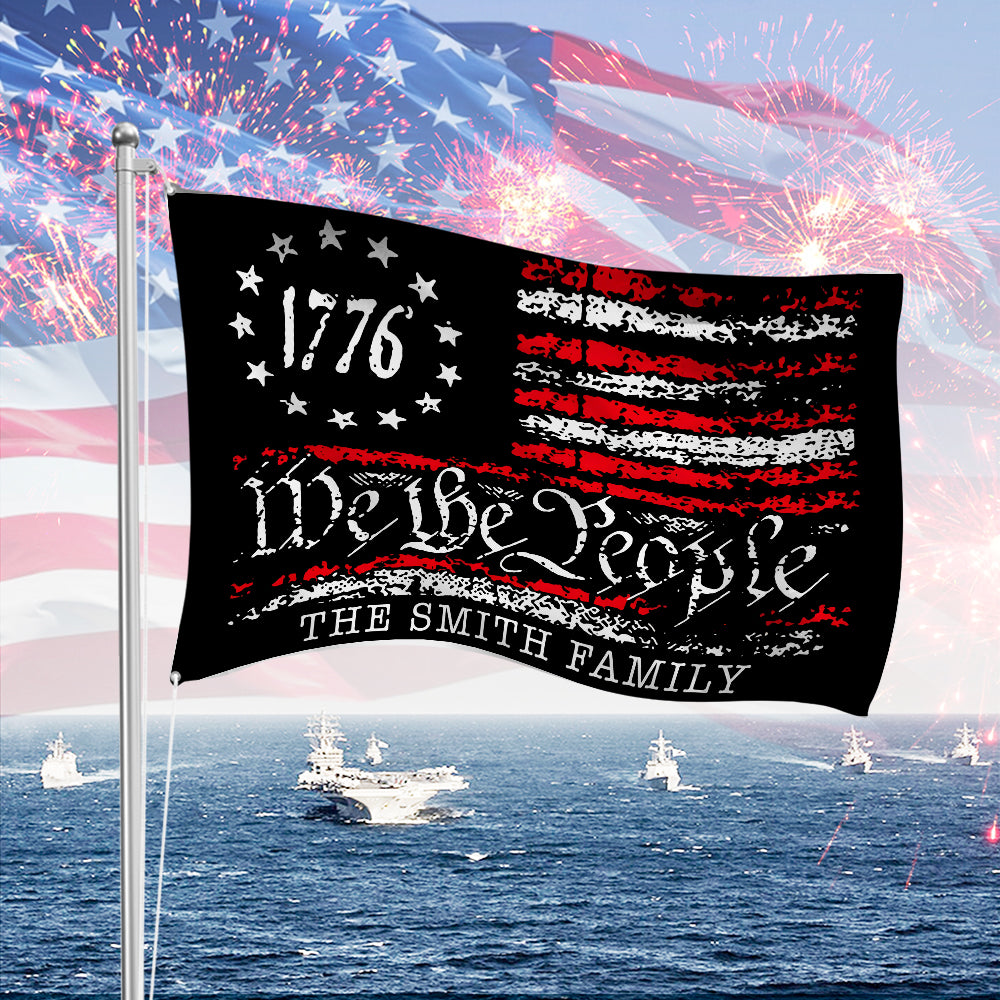 We The People Black And Red USA American Double-Sided Flag HA75 898222