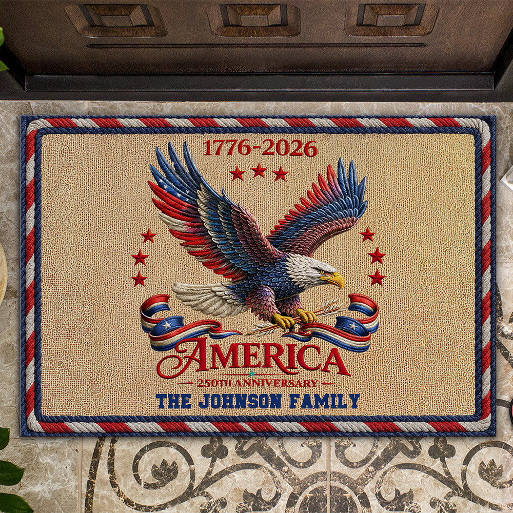 Custom Family Name American Eagle 250th Anniversary 1776–2026 Doormat HO82 901586