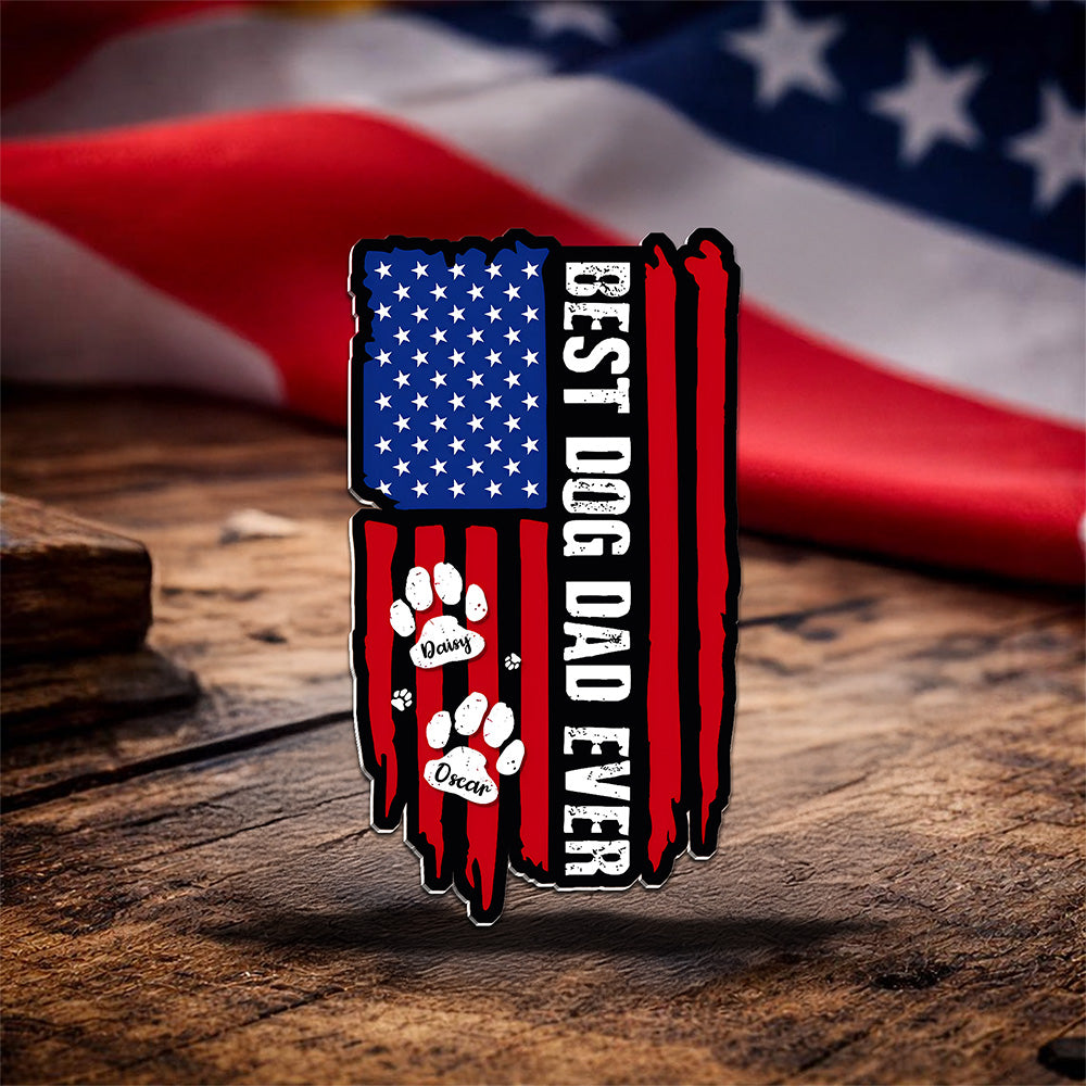 Best Dog Dad Ever Paw American Flag Acrylic Pin TH10 169383