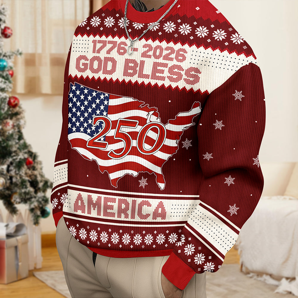 1776 - 2026 God Bless America 250 Ugly Sweater Christmas Gift HA75 897968
