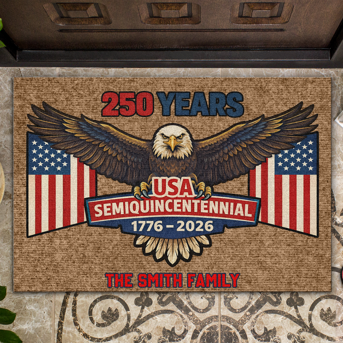 Custom Family Name 250 Years USA Semiquincentennial 1776–2026 Doormat TH10 898437