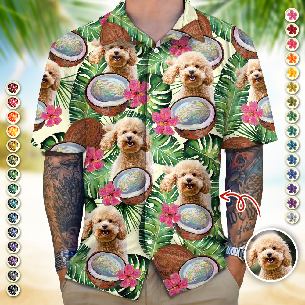 Custom Photo Tropical Coconut Dog Cat Hawaii Shirt HA75 891100