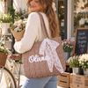 Personalized Crochet Name Quilted Heart Tote Bag with Lace Ribbon LM32 670085
