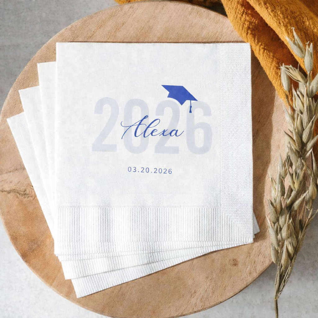 Personalized Name 2026 Graduation Napkins with Grad Cap Beverage Cocktail Napkins LM32 899775