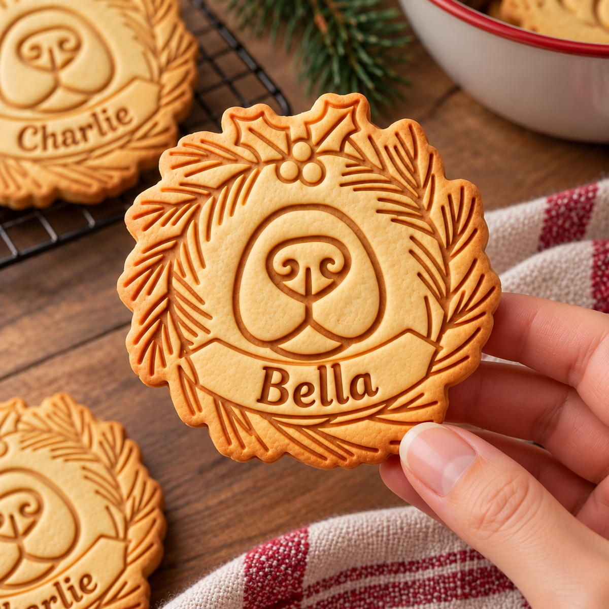 Personalized Christmas Dog Nose Wreath Cookie Stamp For Dog Lovers LM32 670719