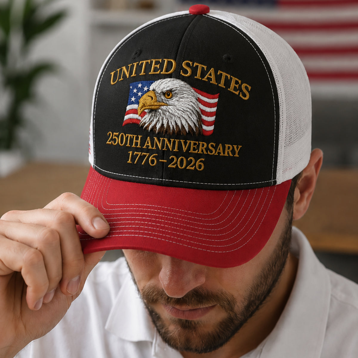 United States 250th Anniversary 1776–2026 Eagle Embroidered Trucker Hat HO82 902872