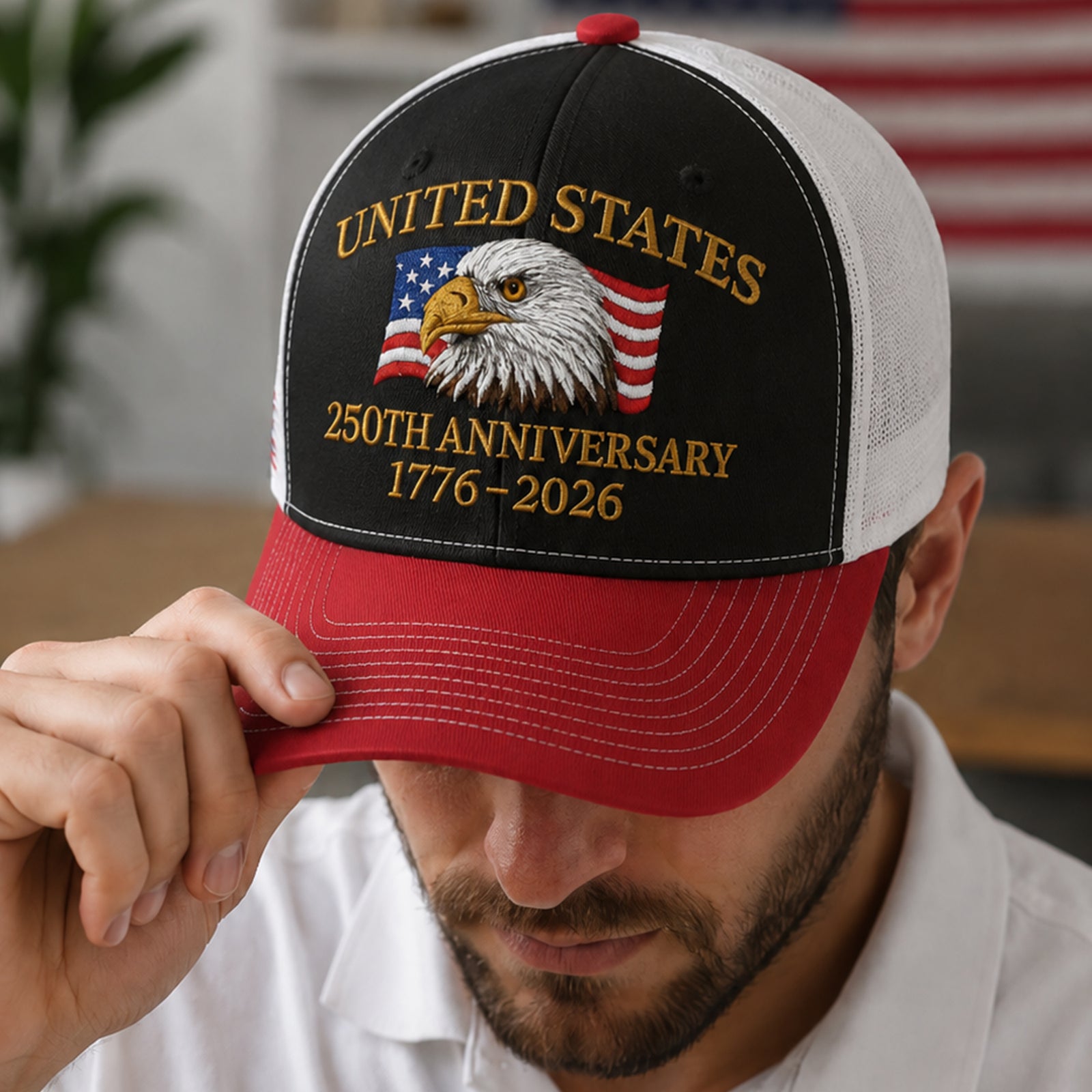 United States 250th Anniversary 1776–2026 Eagle Embroidered Trucker Hat HO82 902872