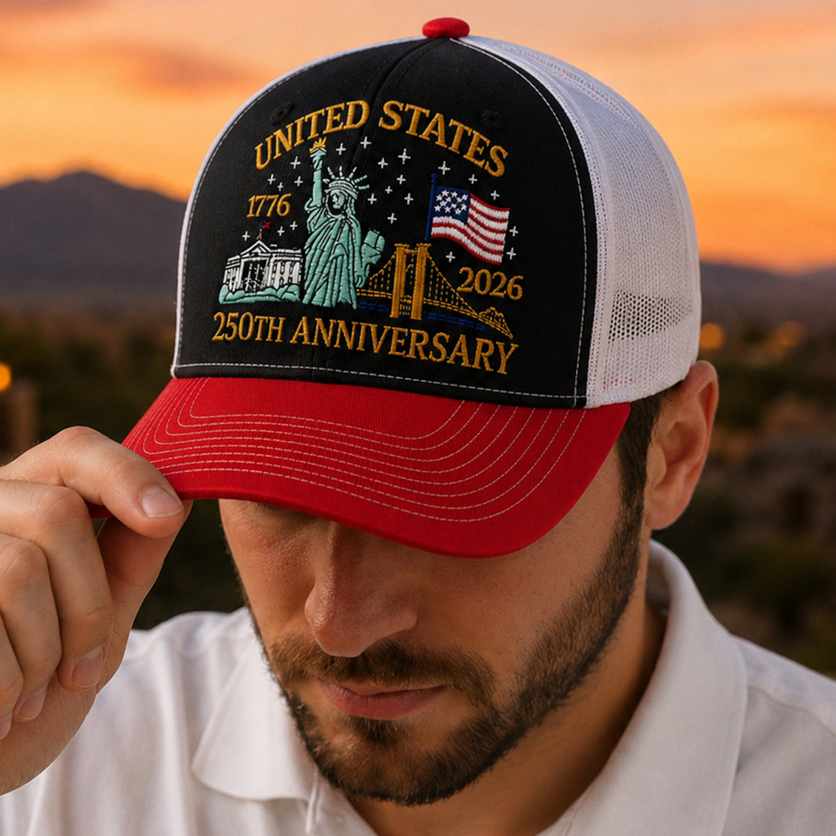 250th Anniversary USA Hat USA Patriotic Embroidered Trucker Hat HO82 902874