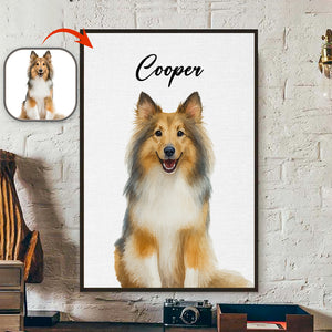 Custom Pet Portrait Photo With Watercolor Style Poster Picture Frame HO82 894208