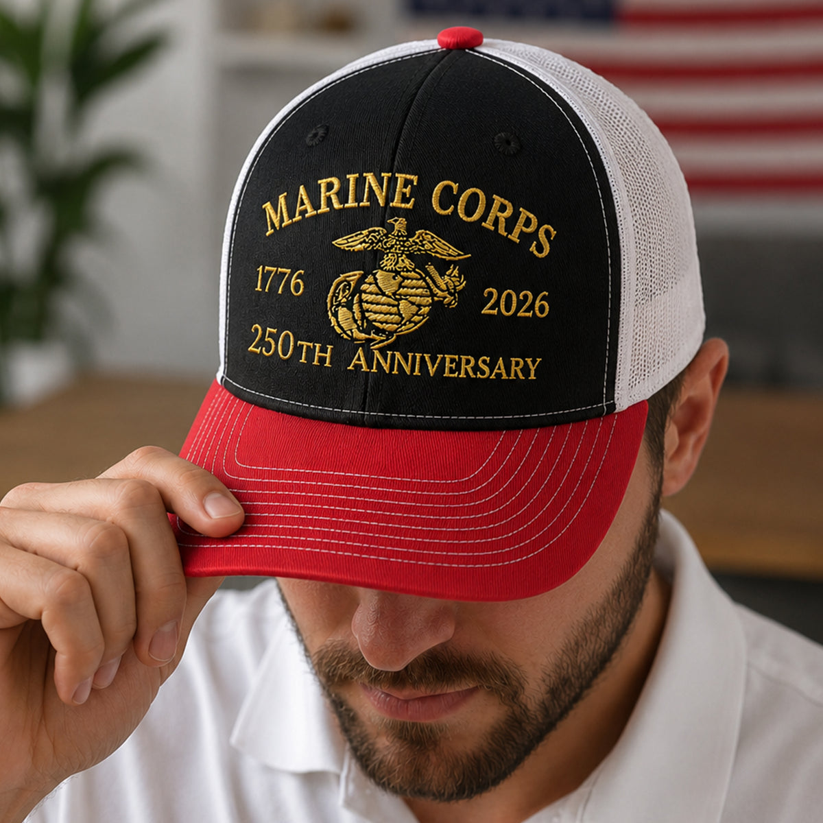 Marine Corps 250th Anniversary 1776-2026 Embroidered Trucker Hat HO82 902884