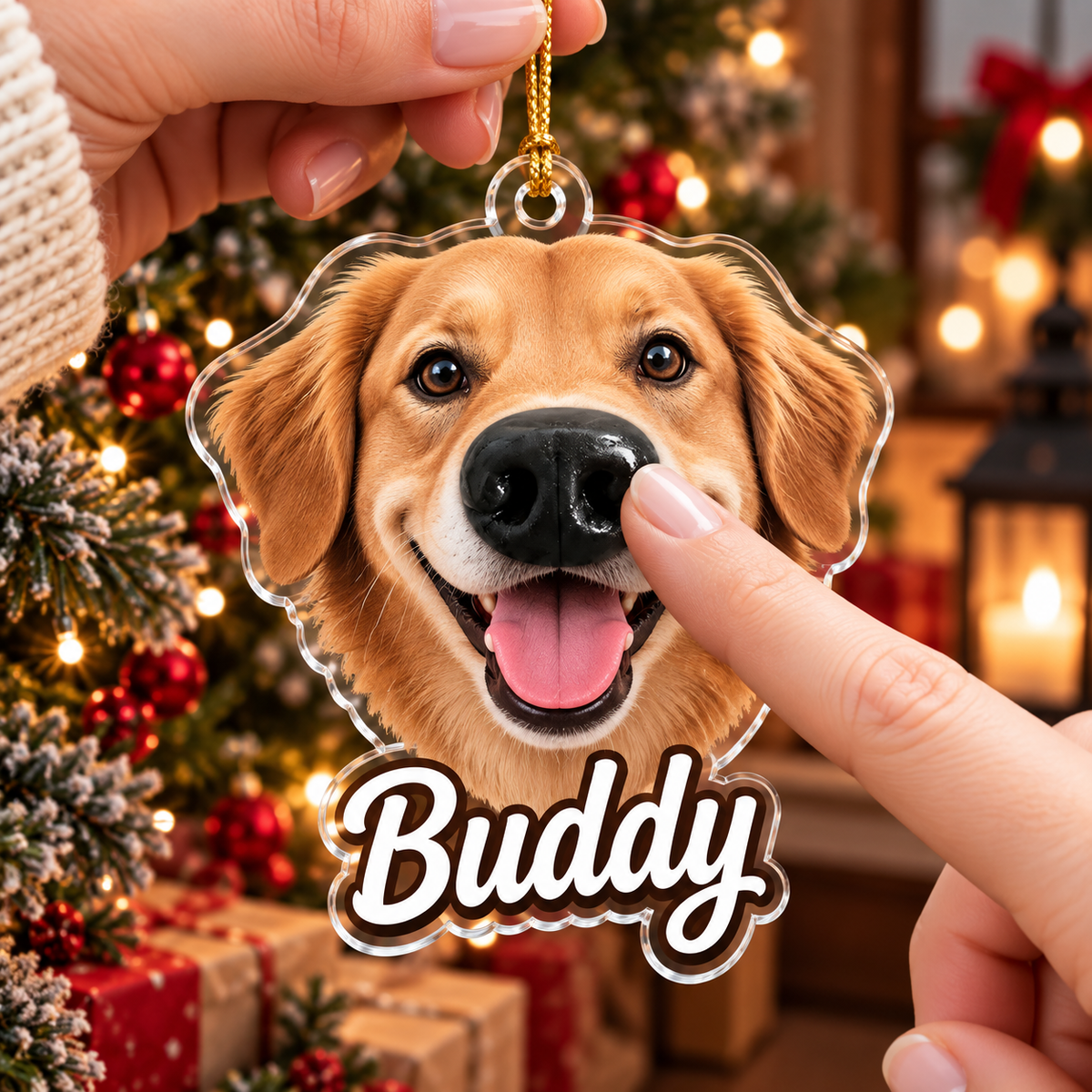Custom Funny Dog Face Squishy Nose Acrylic Ornament, Christmas Gift For Dog Love LM32 670283