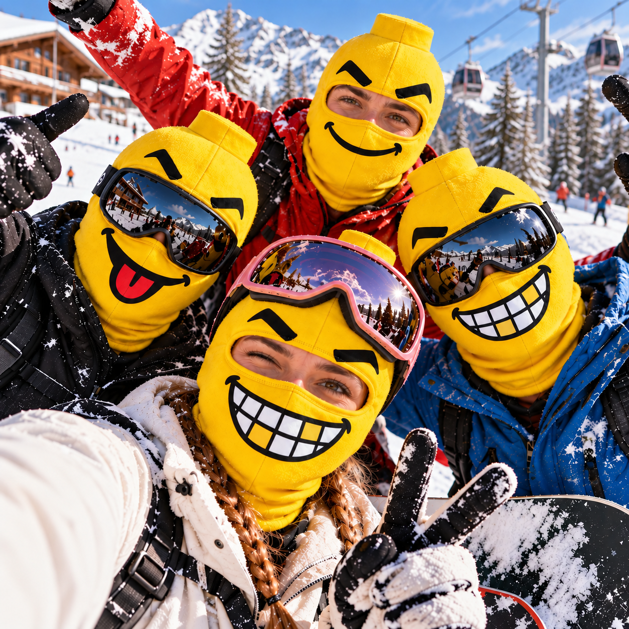 Funny Grinning Face Ski Mask, Yellow Novelty Balaclava Winter Gift LM32 670331