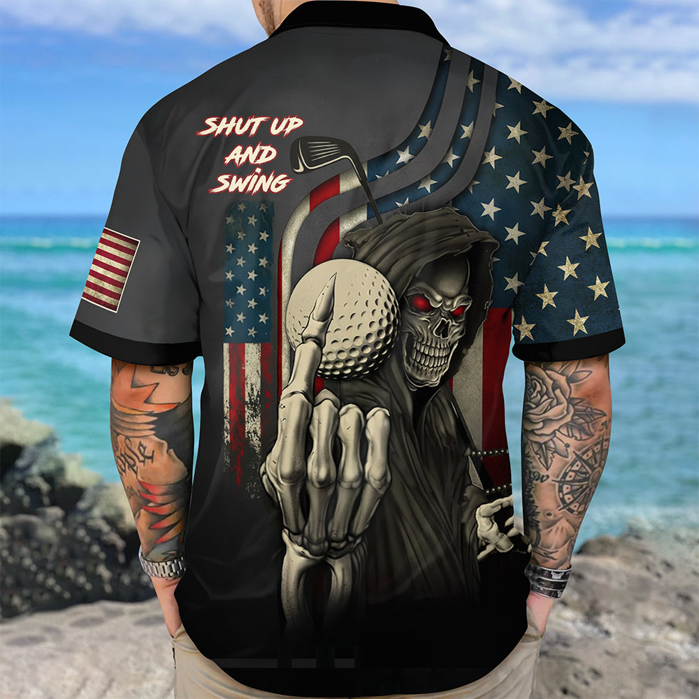 Personalized Shut Up And Swing With American Flag Hawaiian Shirt For Golf Lover CH07 910054