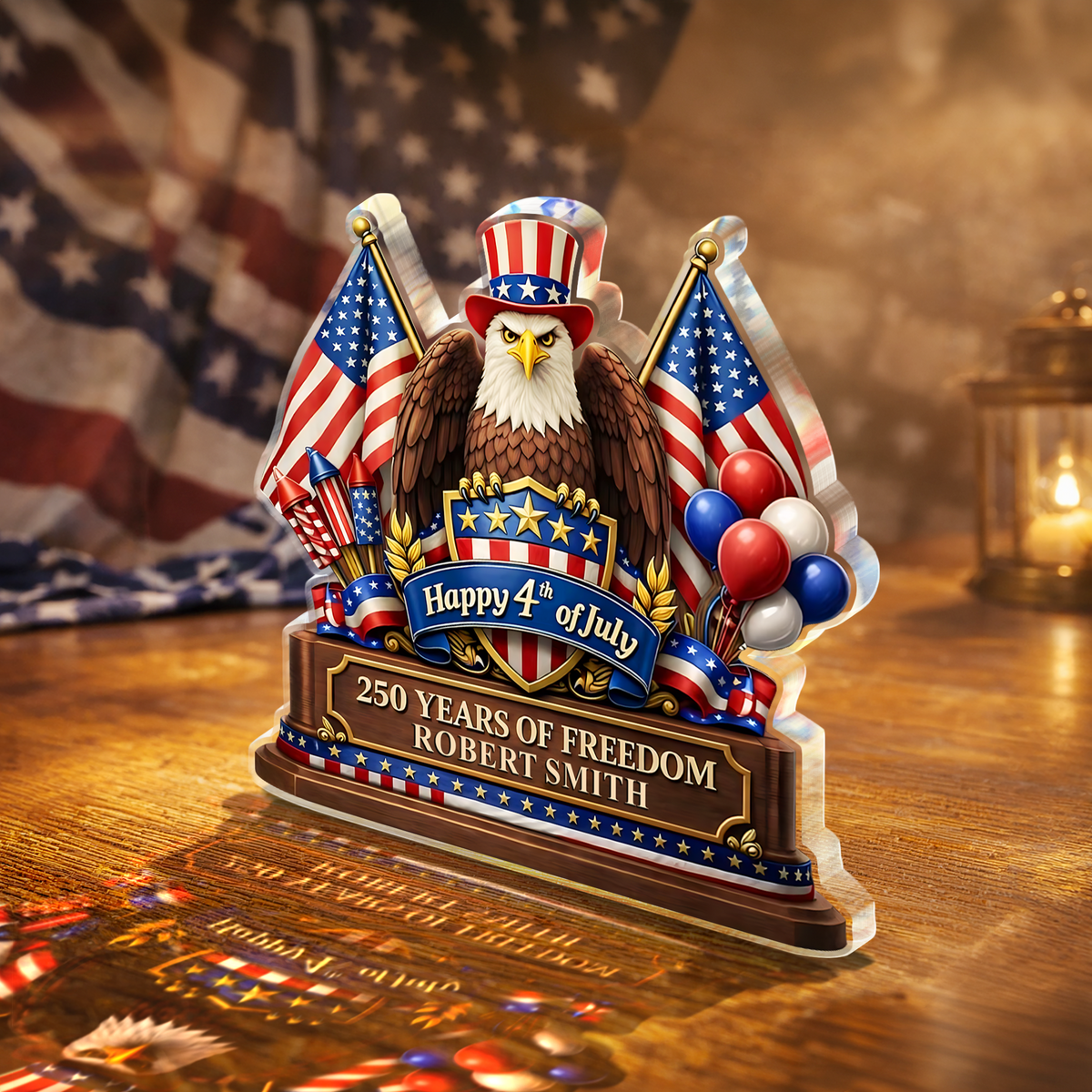 Personalized 250 Years of Freedom Acrylic Block Plaque Happy 4th of July HO82 902842