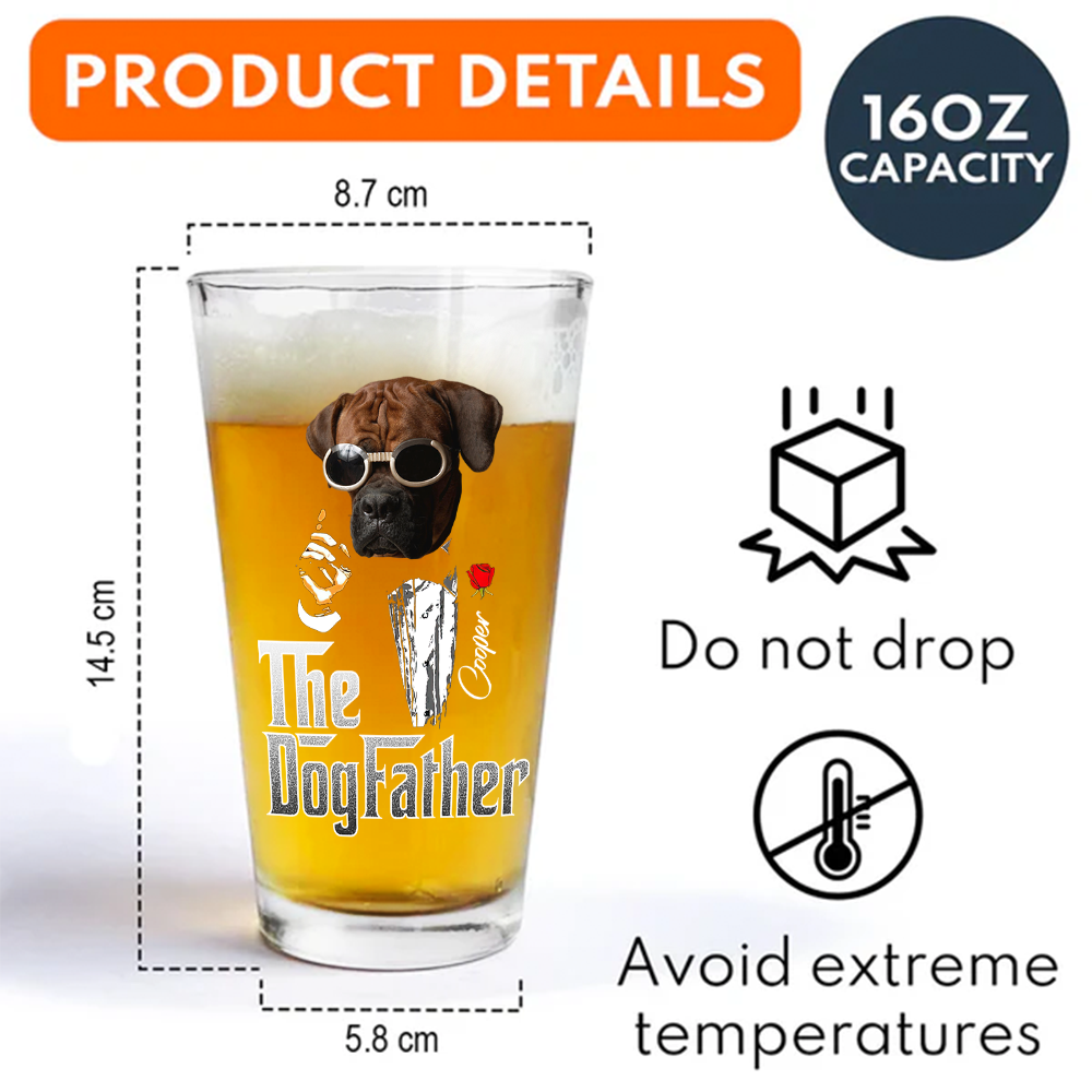 Custom Photo The Dogfather Gentlemen Print Beer Glass Personalized Gift For Dog Dad HO82 893864