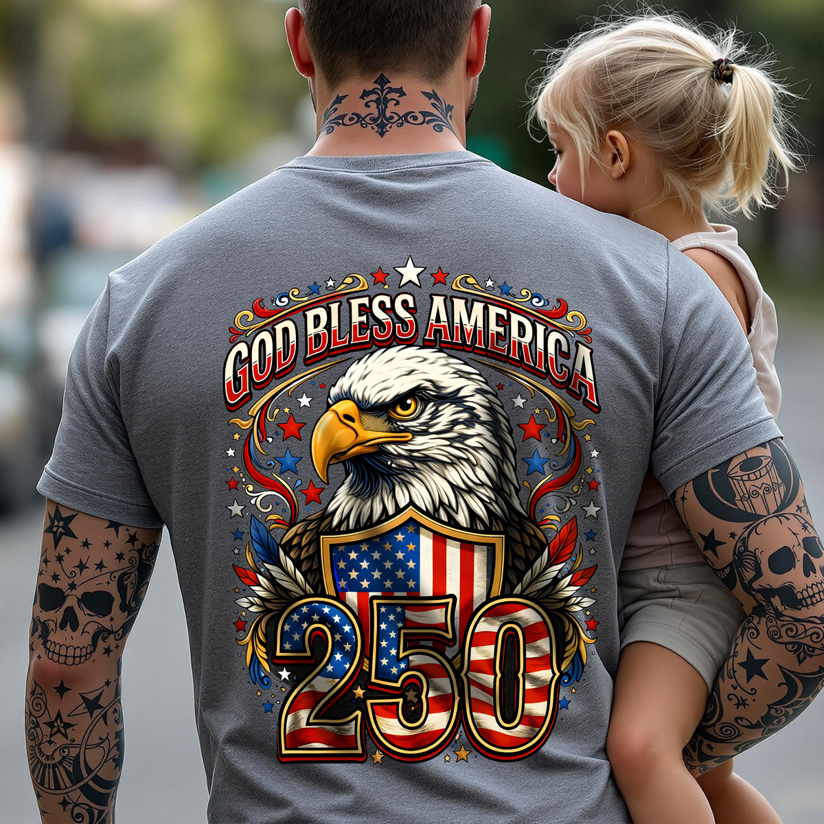 Patriotic God Bless America 250 Dark Shirt America 250th Anniversary Back Shirt CH07 910966