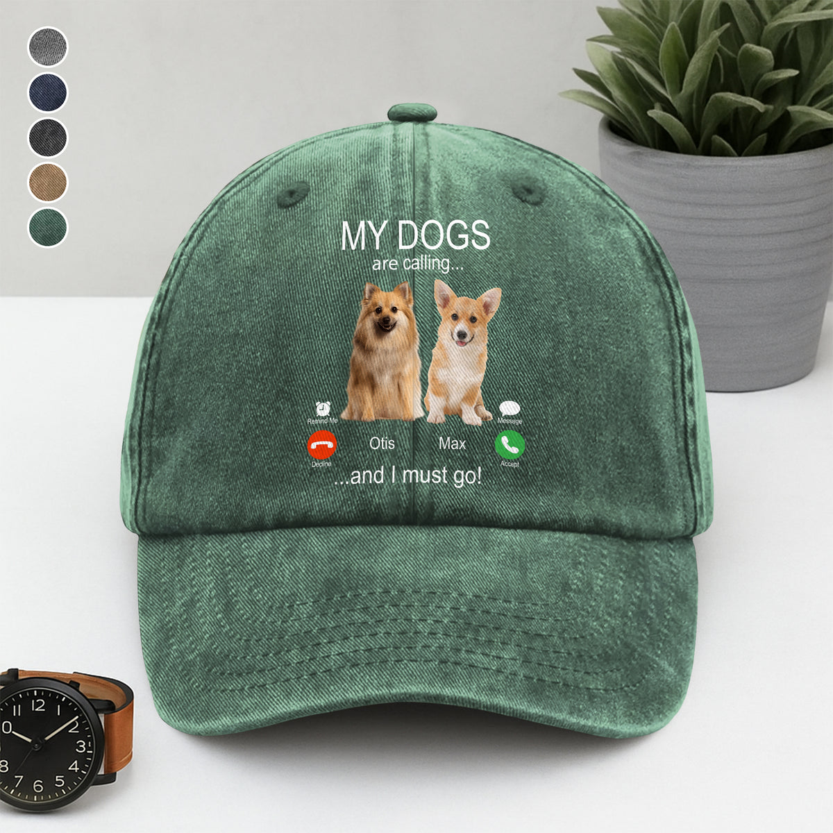 Custom Photo My Dog Is Calling Washed Denim Baseball Cap For Dog Lovers LM32 895113