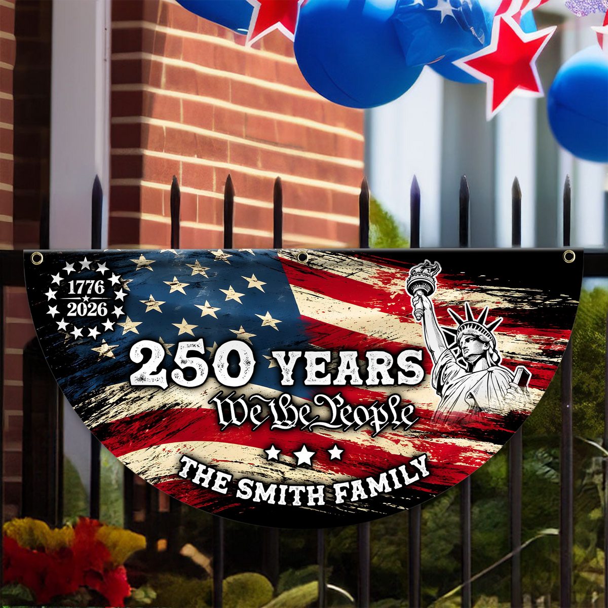 Custom Family Name 250 Years We The People Non-Pleated Fan Flag HA75 920908