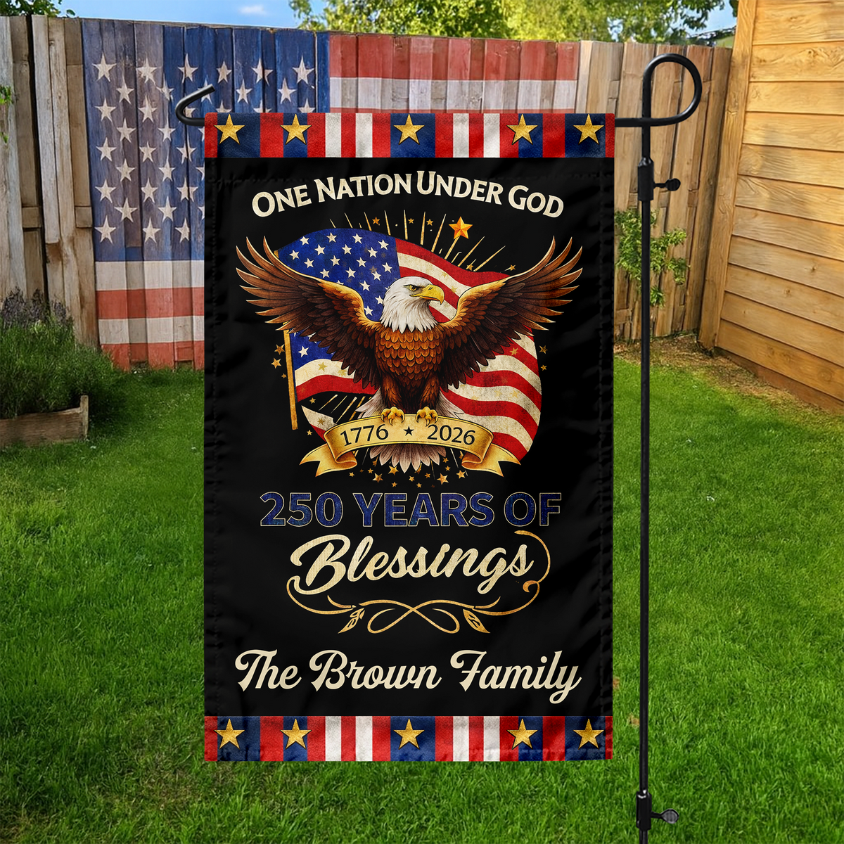 Custom Family Name One Nation Under God 250 Years Of Blessings Garden Flag TH10 169025