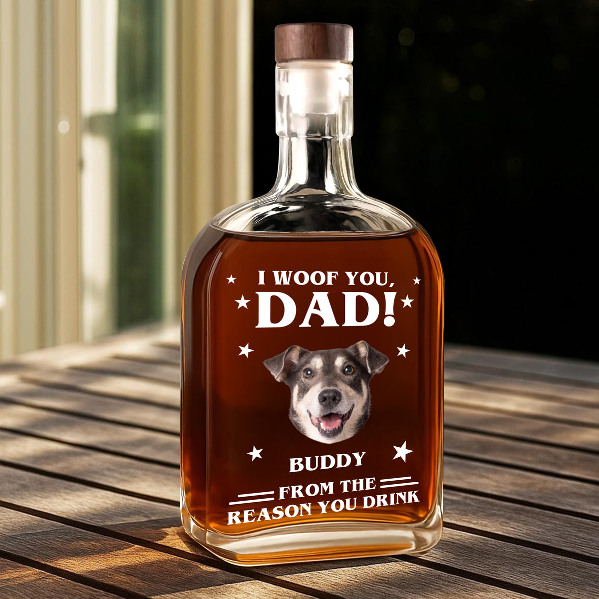 Custom Photo We Woof You - Dog Personalized Custom Whiskey Bottle - Father's Day, Gift For Dad, Pet Owners, Pet Lovers HO82 894074