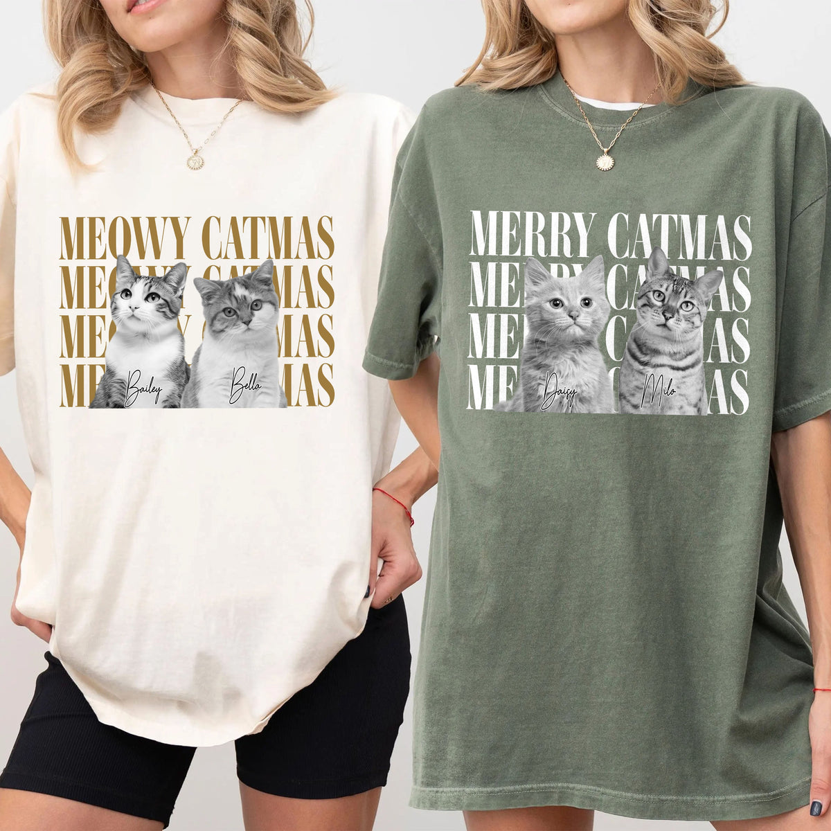 Personalized Vintage Photo Merry Catmas, Merry Woofmas Comfort Shirt, Gift For Pet Lovers LM32 669891