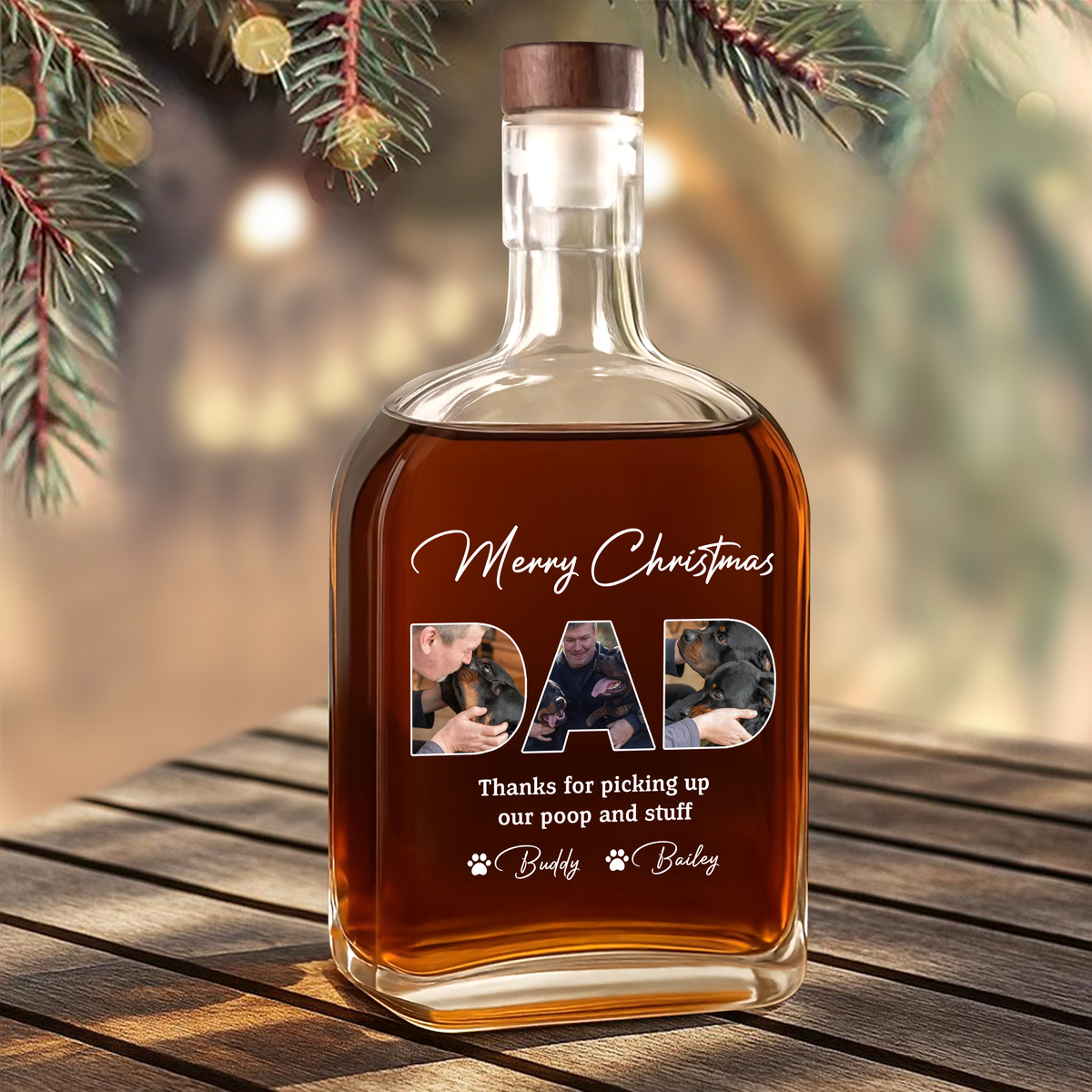 Custom Photo Thanks For Picking Up My Poop And Stuff Whiskey Bottle For Christmas LM32 893863