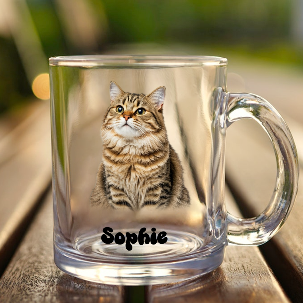 Custom Cat Photo Glass Mug For Cat Lovers CH07 899276