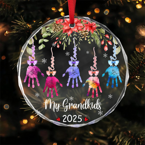 My Grandkids Handprints - Personalized Circle Glass Ornament LM32 895897