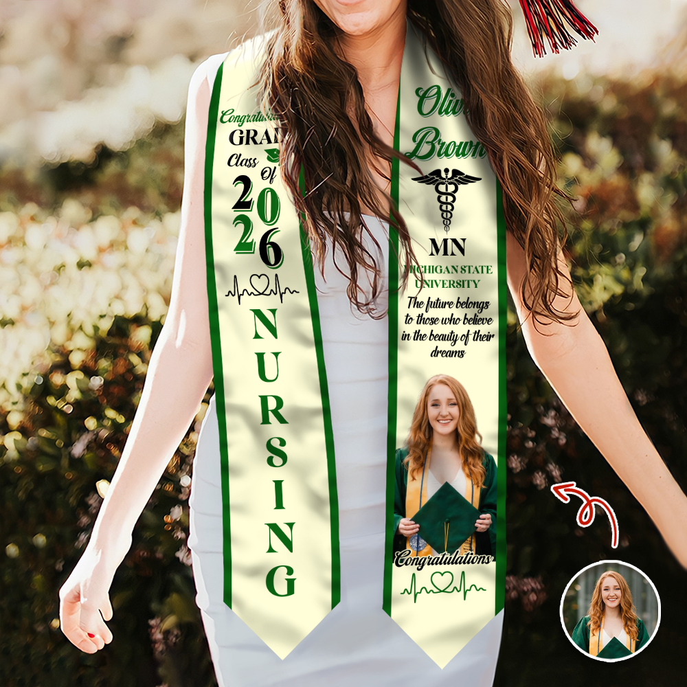 Custom Photo Nurse Class of 2026 Graduation Stole Gift For Graduates HO82 901478