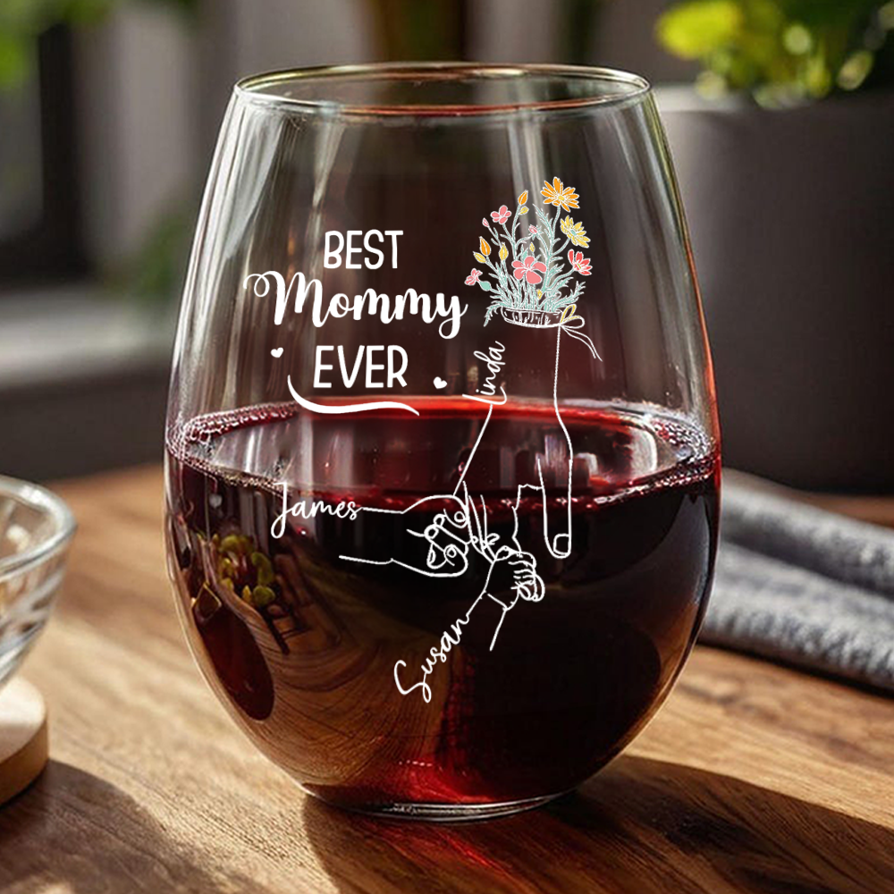 Personalized Best Mom Ever Wine Glass Christmas, Birthday Gift For Mom HA75 892954