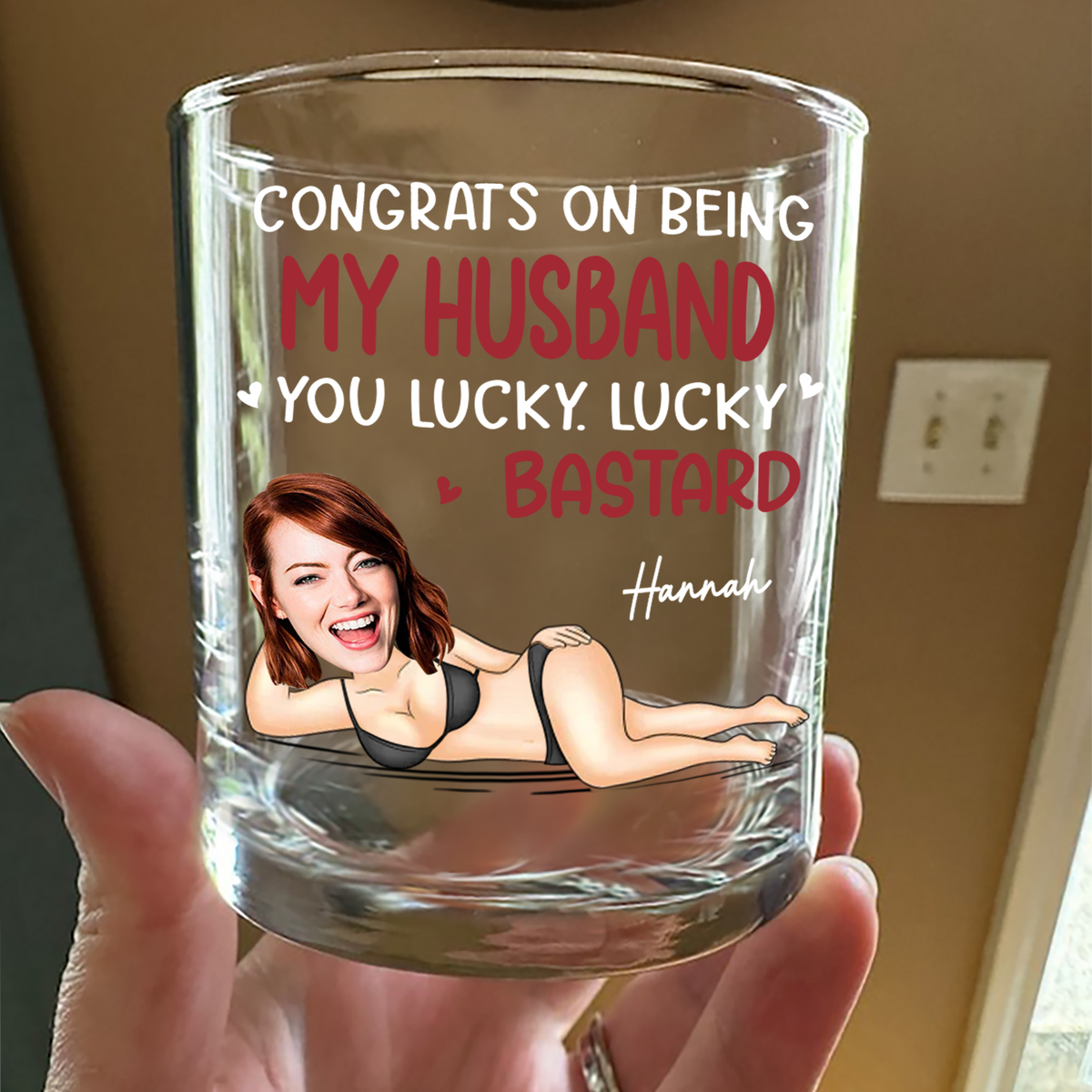 Custom Photo Anniversary Wedding Personalized Whiskey Glass Gifts For Husband And Wife, Him And Her LM32 897633