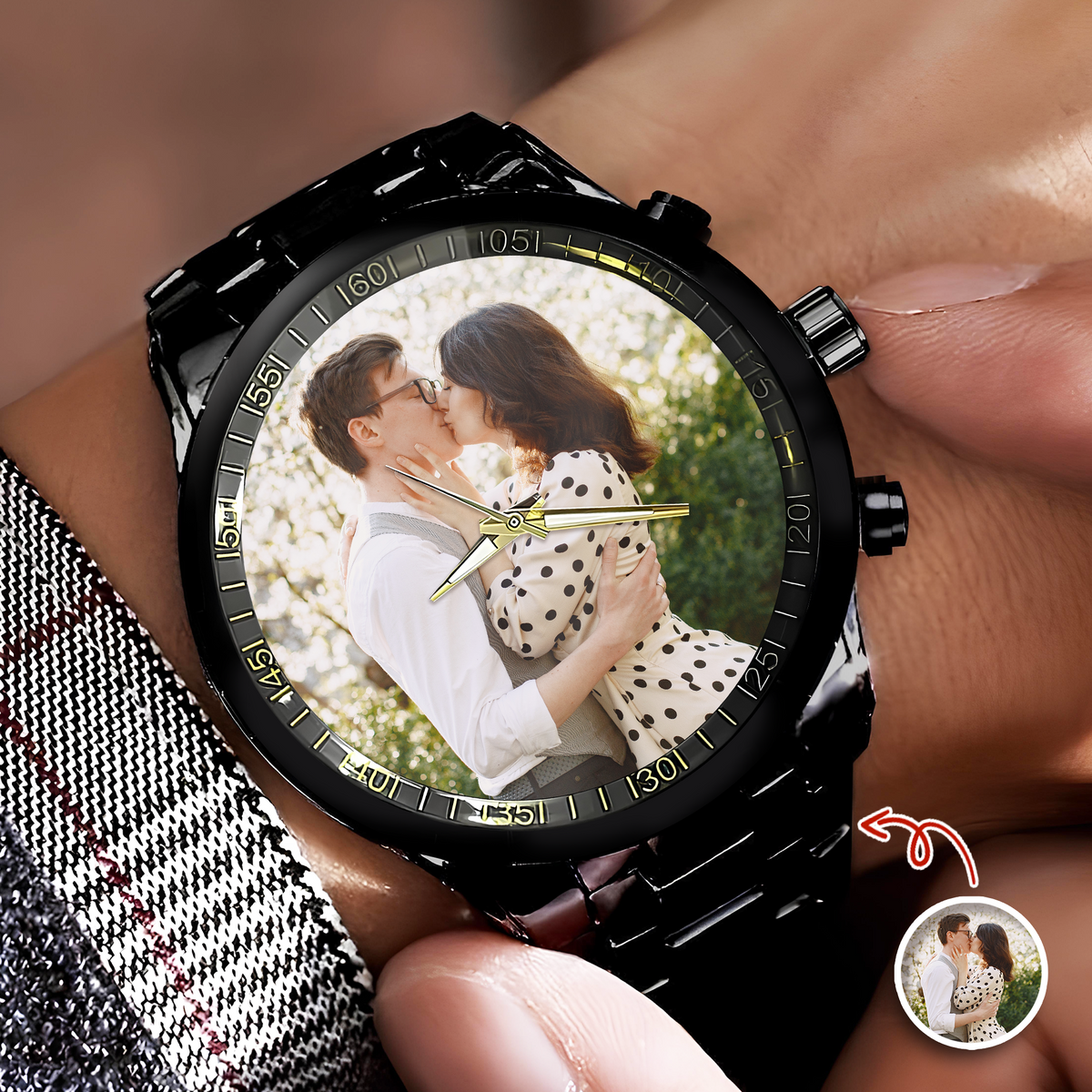 Custom Couple Photo Men's Wrist Watch Gift For Boyfriend, Husband TH10 898451