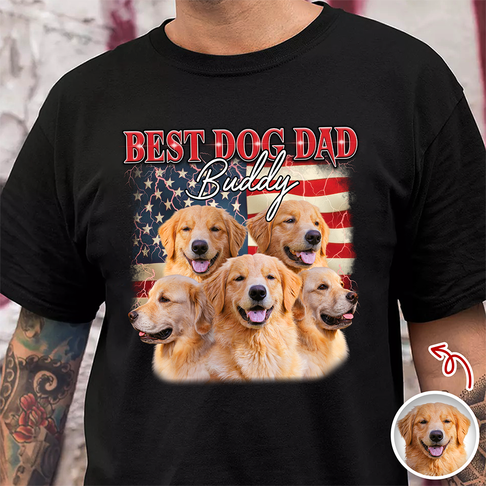 Custom Photo Best Dog Dad, Dog Mom Dark Shirt TH10 898705