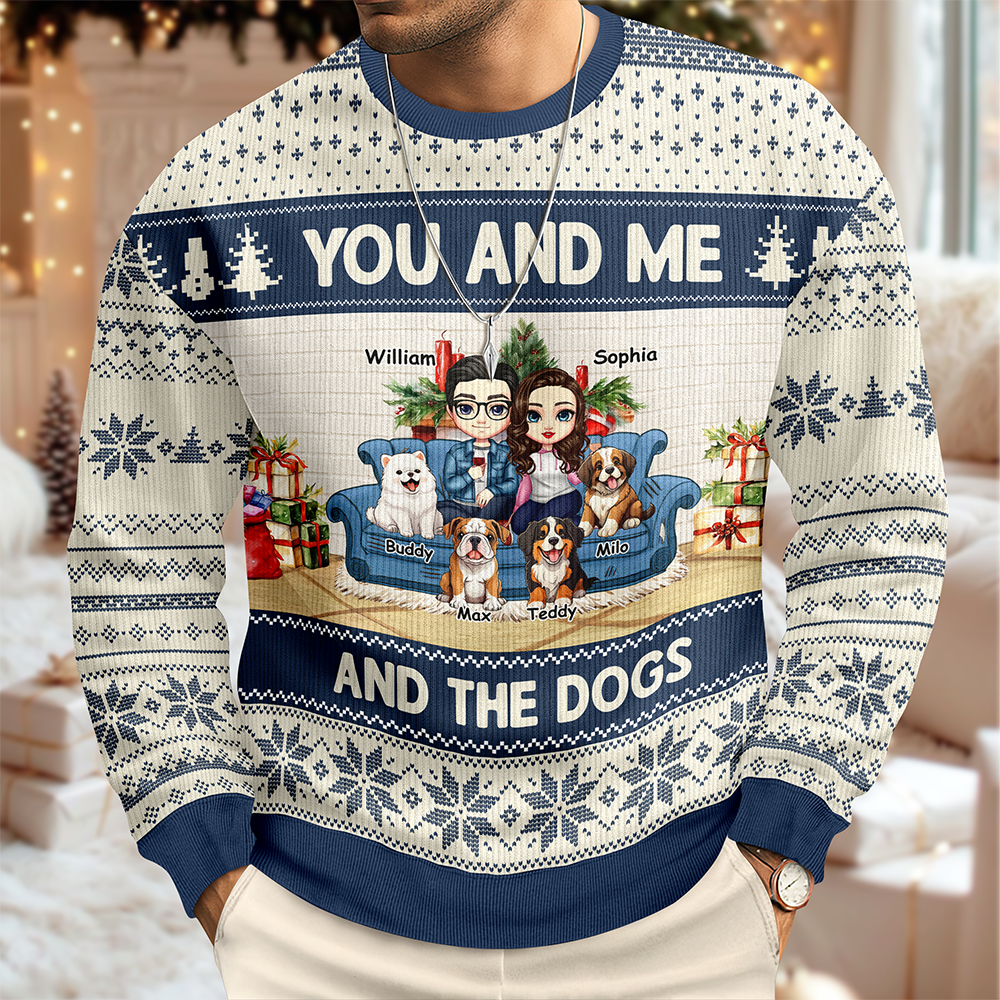 You And Me And The Cat/Dog - Personalized Unisex Ugly Sweater Christmas Gift For Dog And Cat Lovers HO82 900462