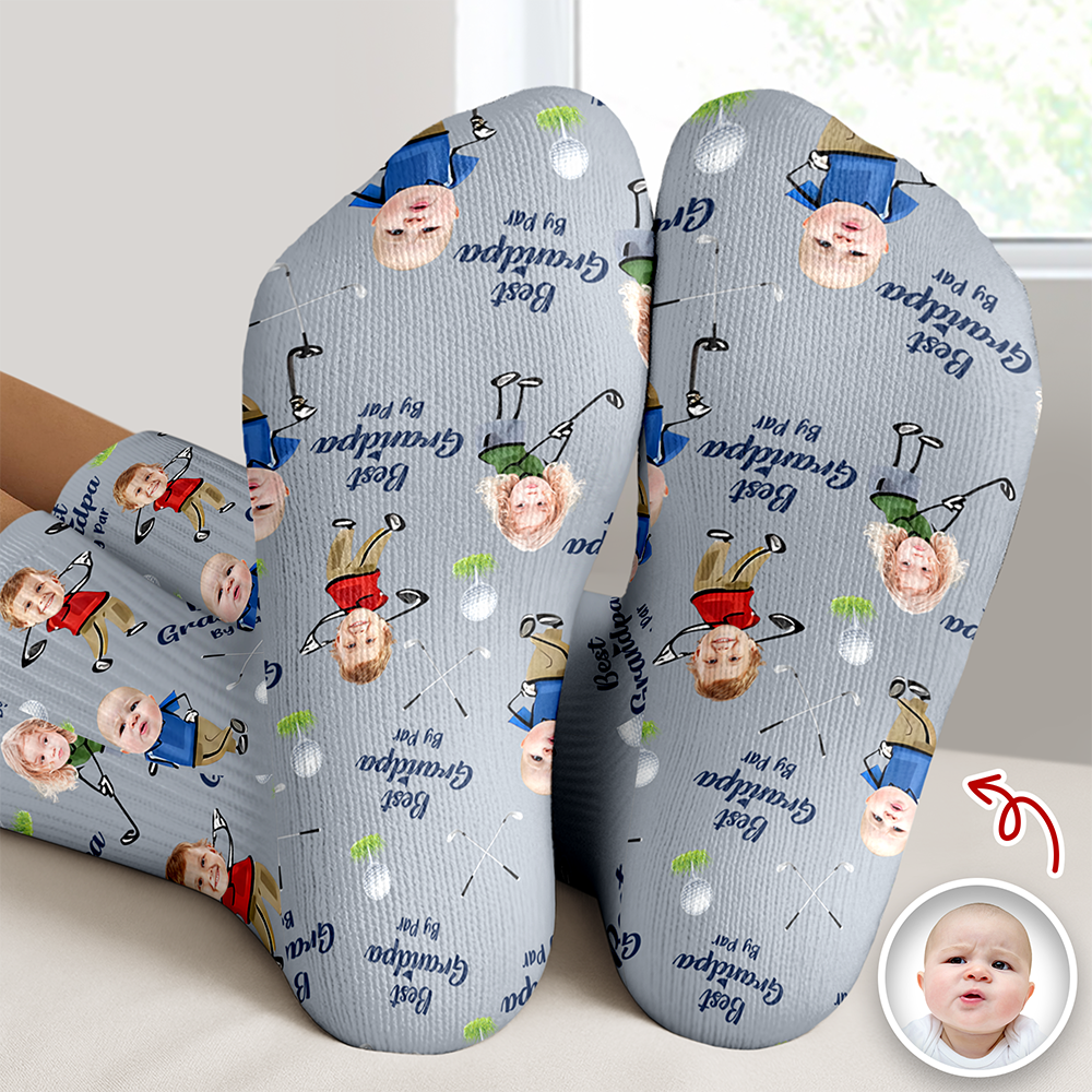 Custom Photo Best Dad By Par Socks - Personalized Gift for Golf Dad LM32 668971