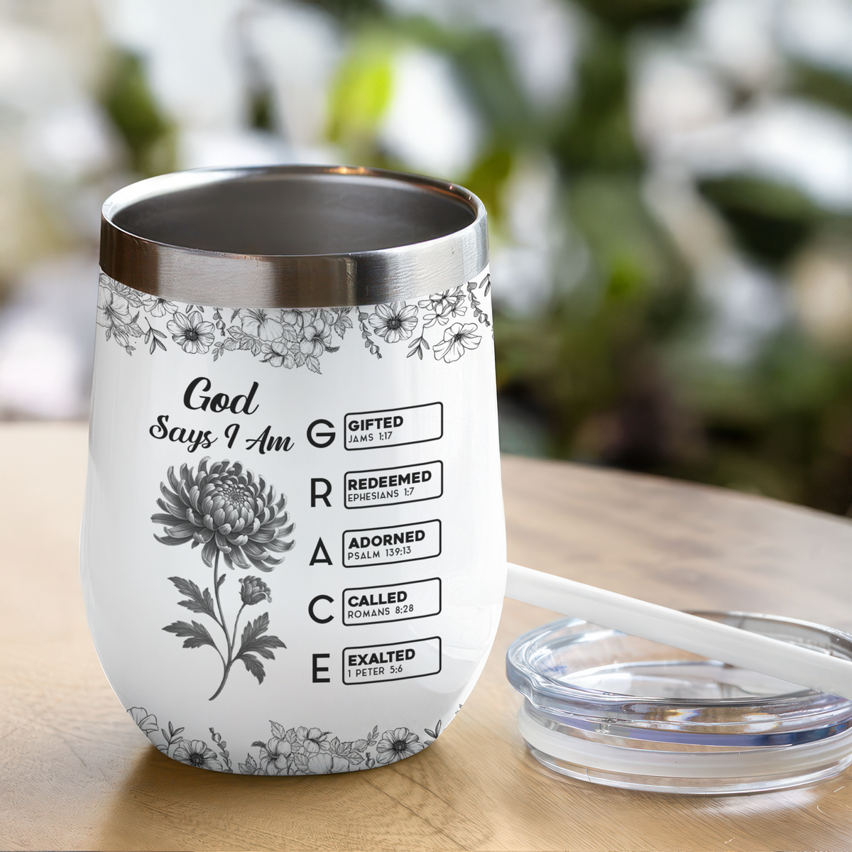 God Says I Am Name Letter In Bible Toile De Jouy Style - Personalized Wine Tumbler CH07 896826