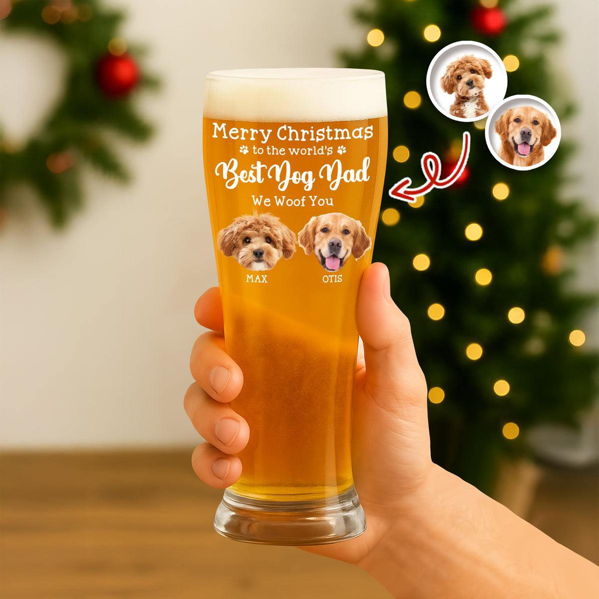 Custom Photo To The World's Best Dog Dad Personalized Pilsner Glass HA75 892754